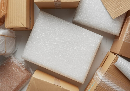 verschiedene Materialien für Paket verpacken